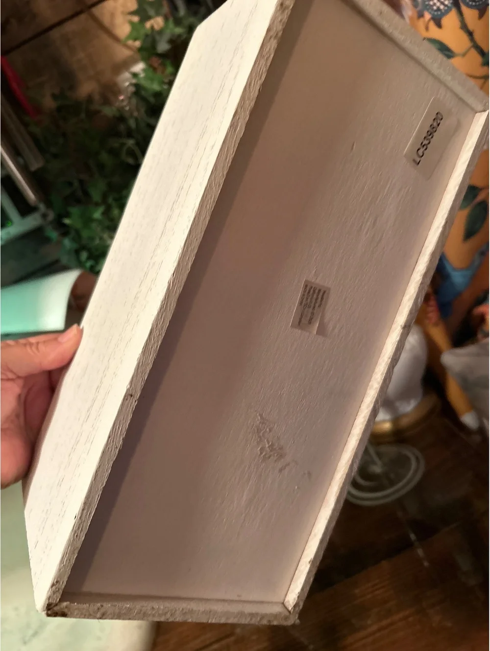 White Wooden Storage Box with 'PEACE' Cutout Design
